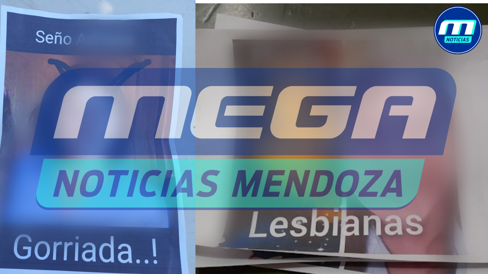 Pegatinas que aparecieron en inmediaciones de la escuela.