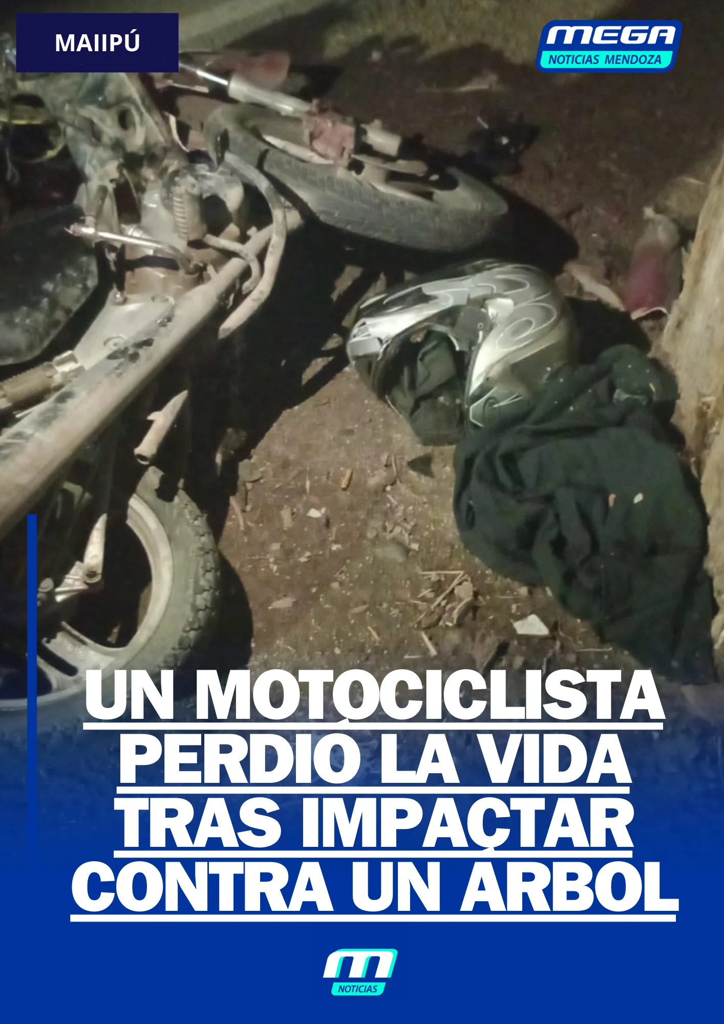 MAIPÚ: UN MOTOCICLISTA PERDIÓ LA VIDA TRAS IMPACTAR CONTRA UN ÁRBOL