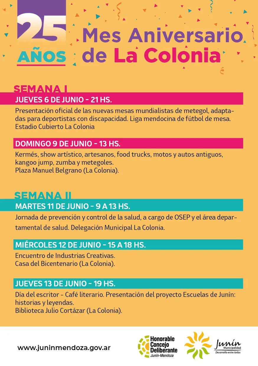 LA COLONIA PREPARA UNA SERIE DE EVENTOS CON MOTIVO DE CELEBRAR LOS 25 AÑOS DE SU DECLARACIÓN COMO CIUDAD