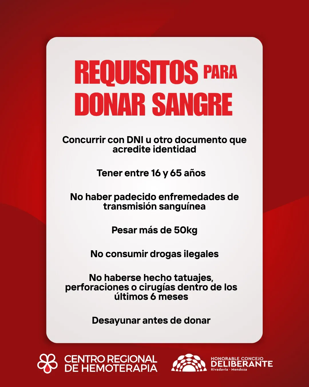 requisitos donar sangre