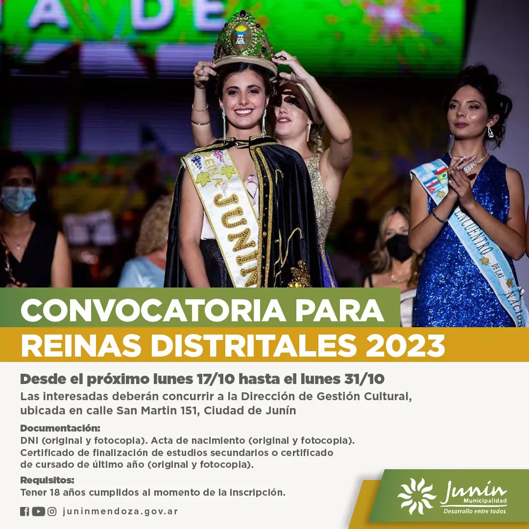 CONVOCATORIA A REINAS DISTRITALES 2023